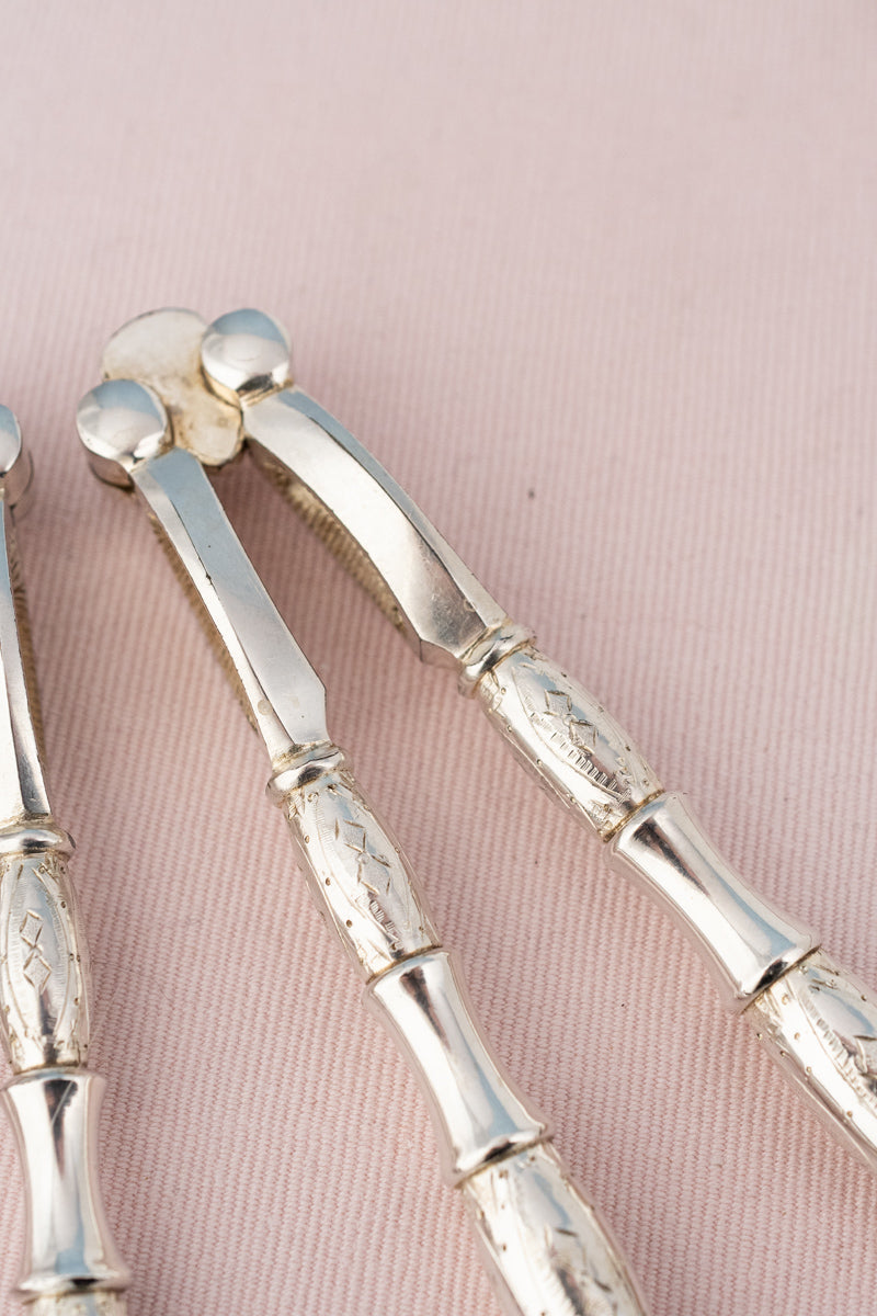 Antique Silverplate & Mother of Pearl 7-piece Fruit Service with Grape Shears, Nutcrackers and Picks