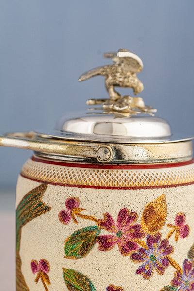 Antique Silverplate & Porcelain Demi Biscuit Jar