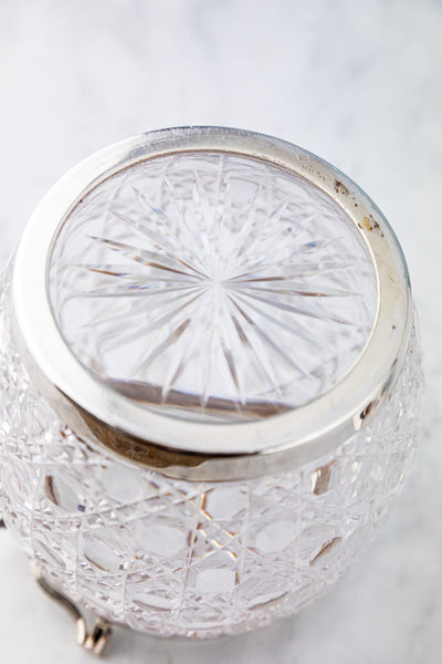 Antique Silverplate and Cut Crystal Biscuit Barrel