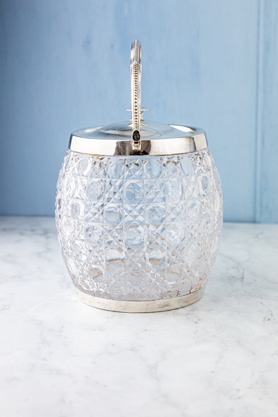 Antique Silverplate and Cut Crystal Biscuit Barrel