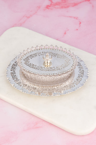 Antique Silverplate & Cut Glass Dish