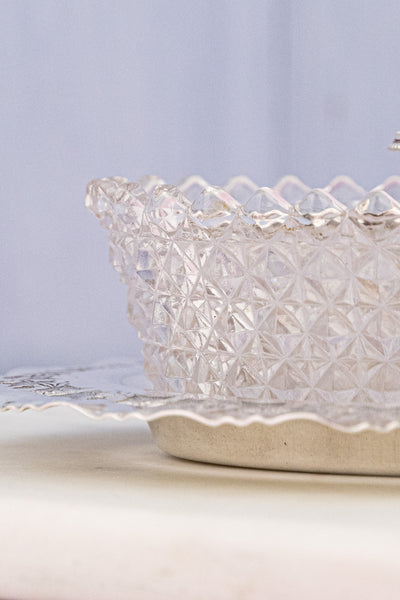 Antique Silverplate & Cut Glass Dish