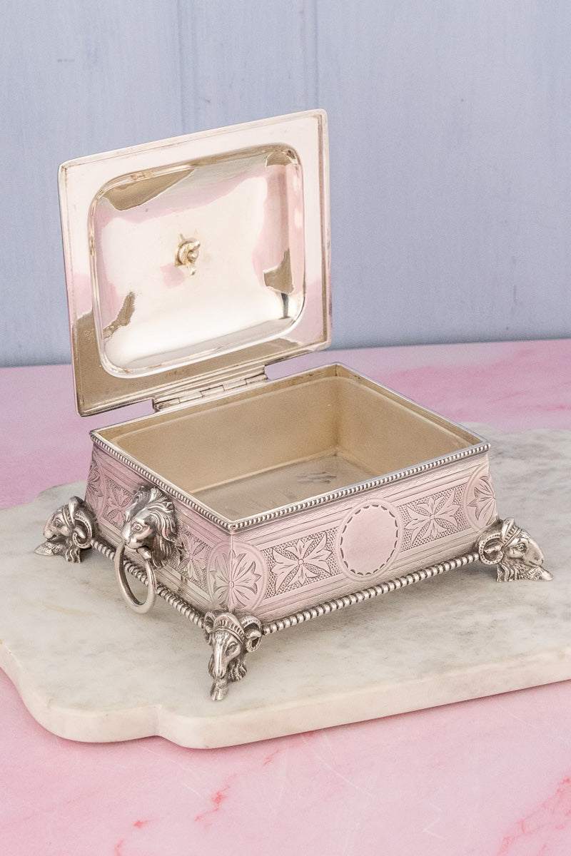 Antique Silverplate and Glass Sardine Box, image 2 of 14