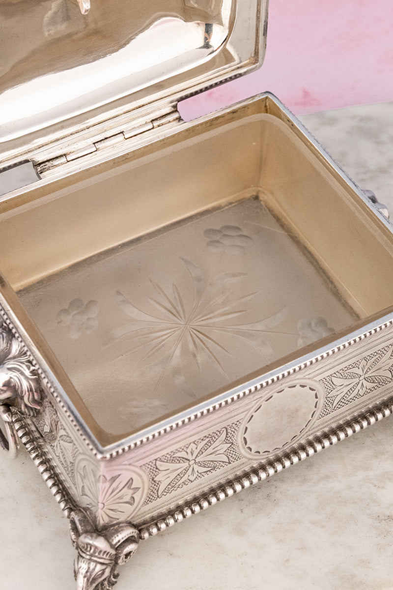 Antique Silverplate and Glass Sardine Box, image 11 of 14