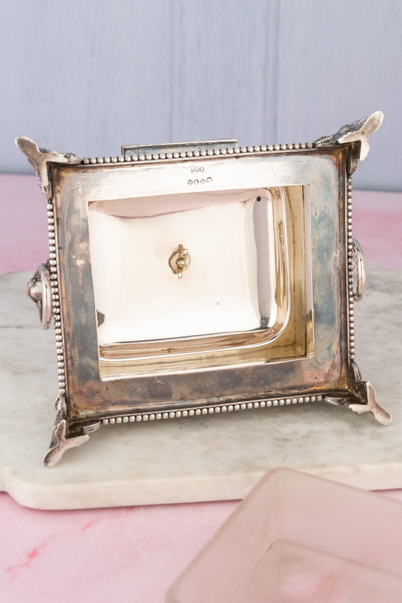 Antique Silverplate and Glass Sardine Box, image 13 of 14