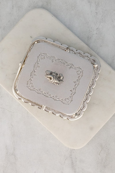 Antique Silverplate and Glass Sardine Box