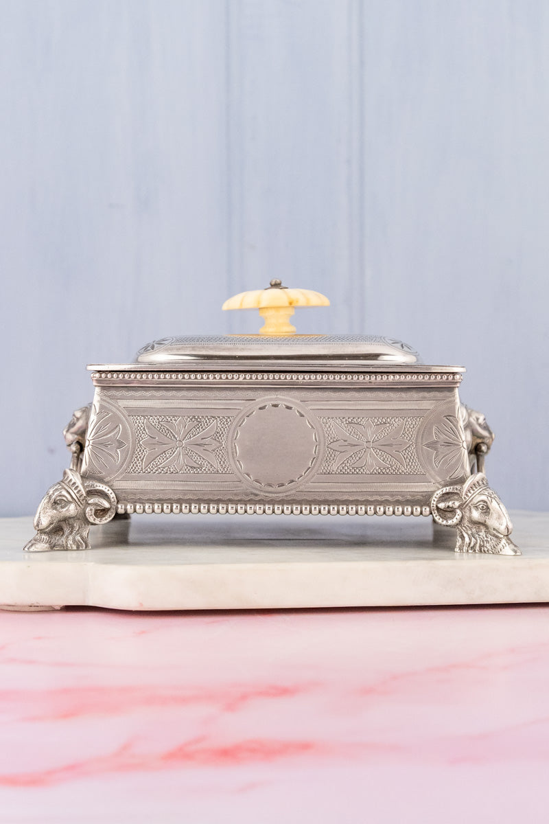 Antique Silverplate and Glass Sardine Box, image 3 of 14