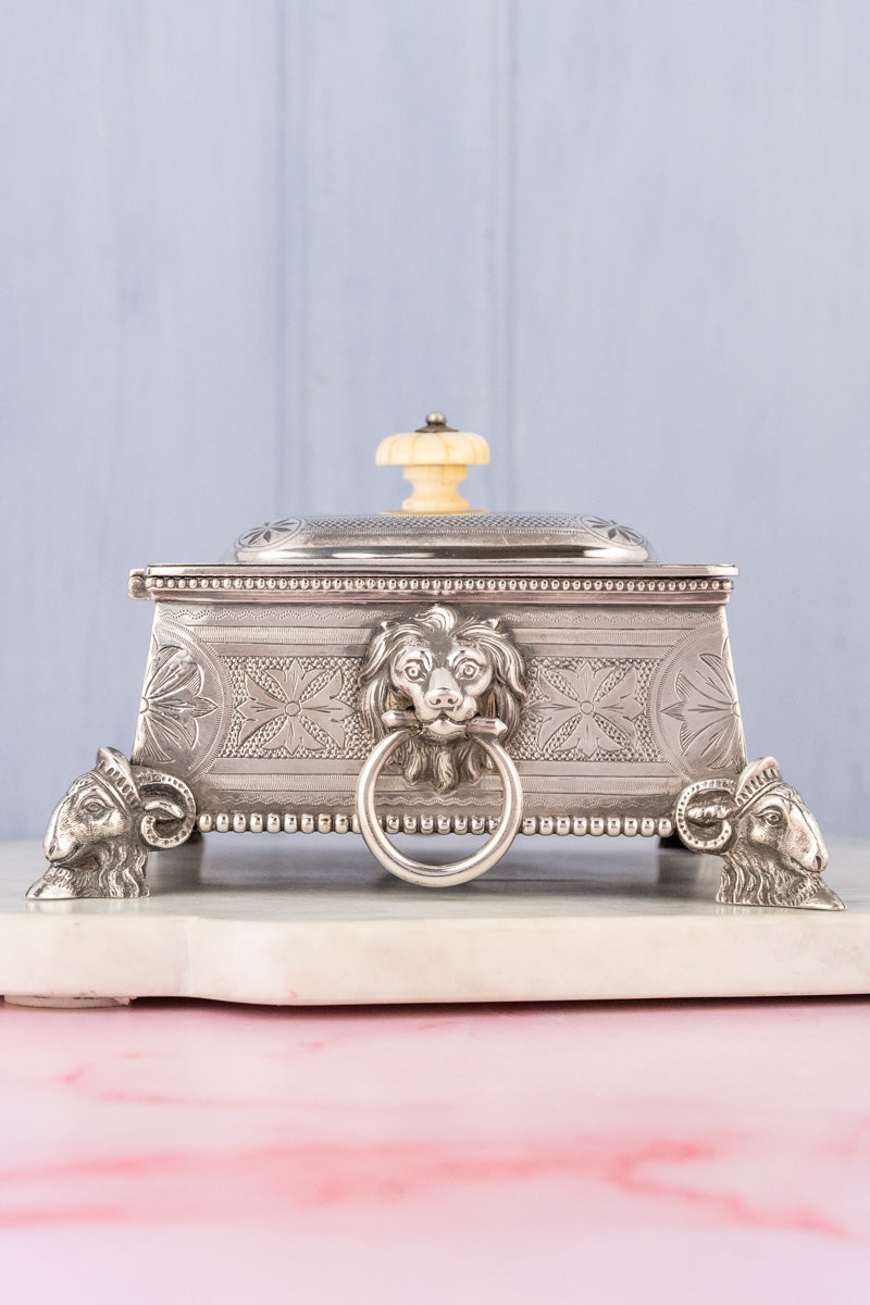 Antique Silverplate and Glass Sardine Box, image 4 of 14
