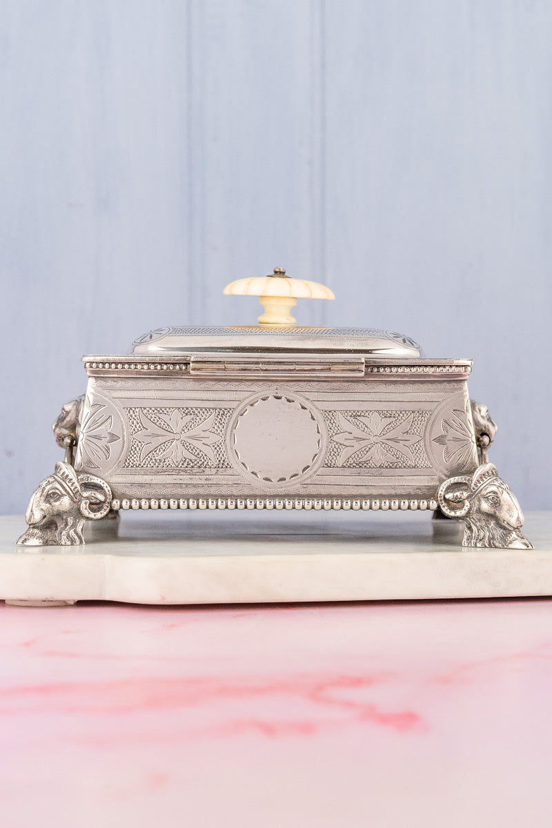 Antique Silverplate and Glass Sardine Box, image 5 of 14
