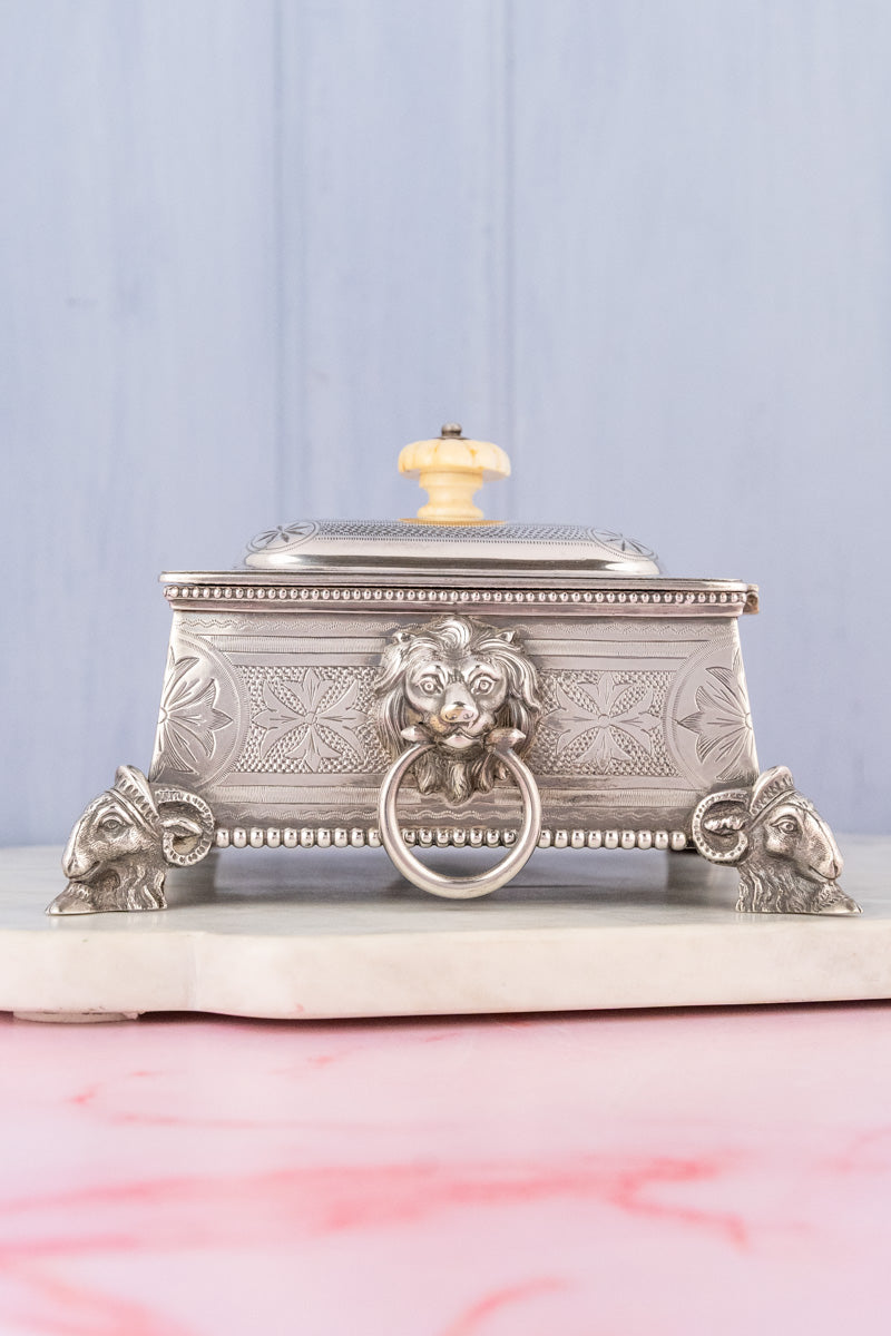 Antique Silverplate and Glass Sardine Box, image 6 of 14