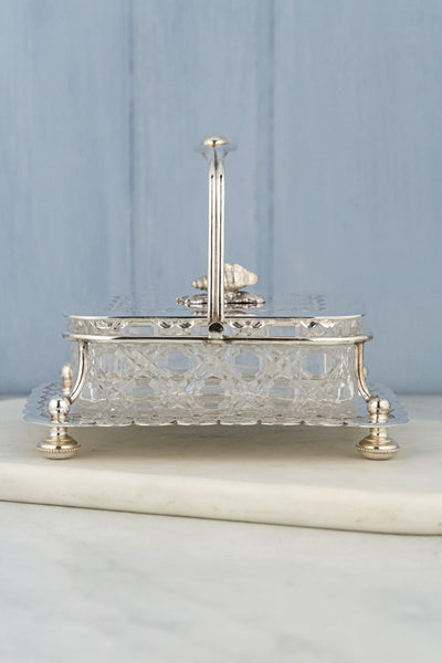 Antique Silverplate and Glass Sardine Box