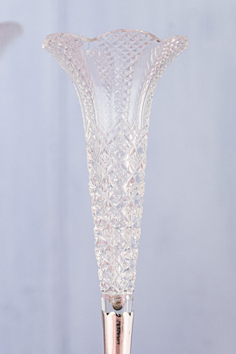 Antique Silverplate and Glass Vase Pair, image 4 of 7