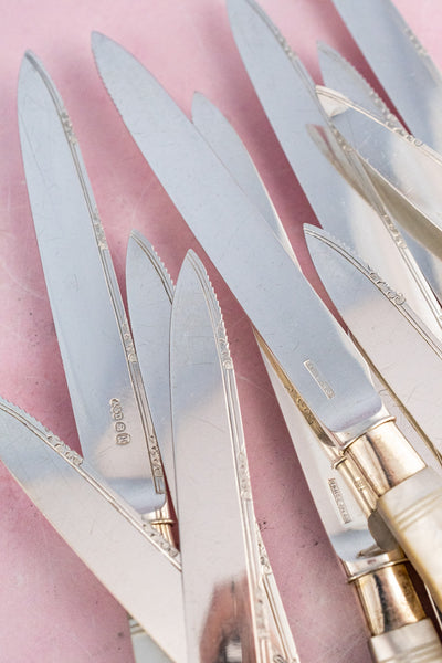 Antique Silverplate and Mother-of-Pearl Luncheon & Dessert Set - Service for 12