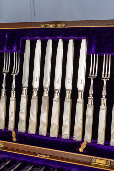 Antique Silverplate and Mother-of-Pearl Luncheon & Dessert Set - Service for 12