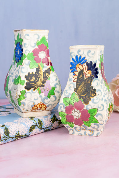 Antique French Butterfly Vase Pair