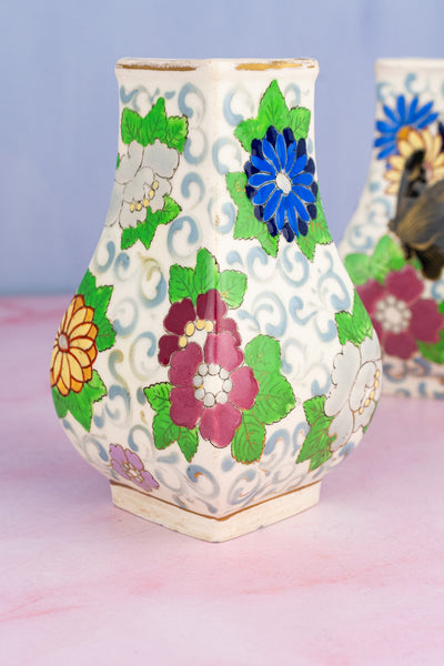 Antique French Butterfly Vase Pair