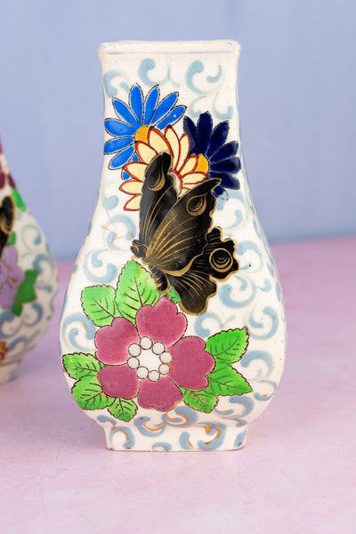 Antique French Butterfly Vase Pair
