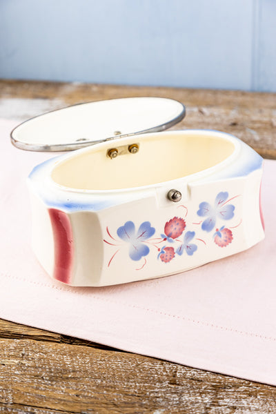 Antique "Spritzdekor" Ceramic Covered Lunch Box