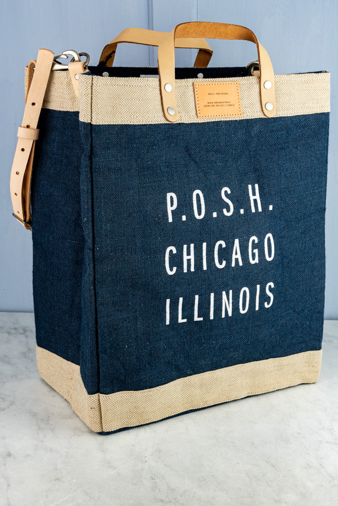 Apolis Navy Blue Market Bag with Shoulder Strap