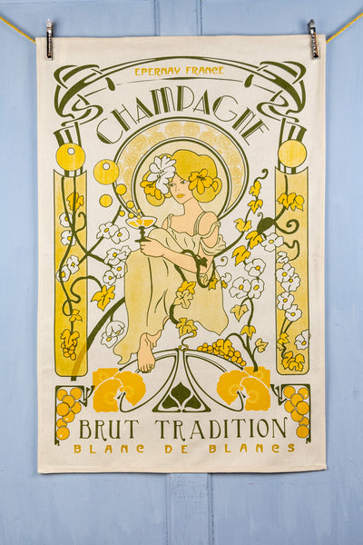 Art Nouveau Champagne Tea Towel