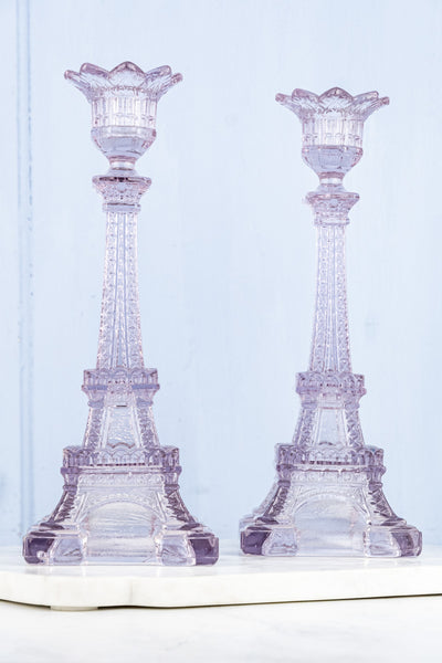 Art Nouveau Eiffel Tower 25th Anniversary Candlestick Pair
