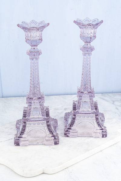 Art Nouveau Eiffel Tower 25th Anniversary Candlestick Pair