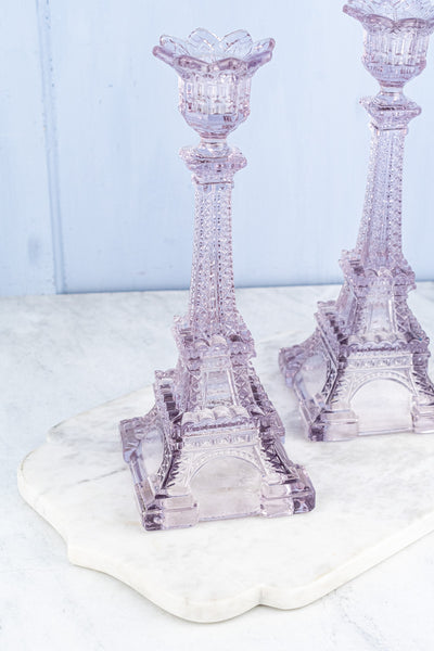 Art Nouveau Eiffel Tower 25th Anniversary Candlestick Pair