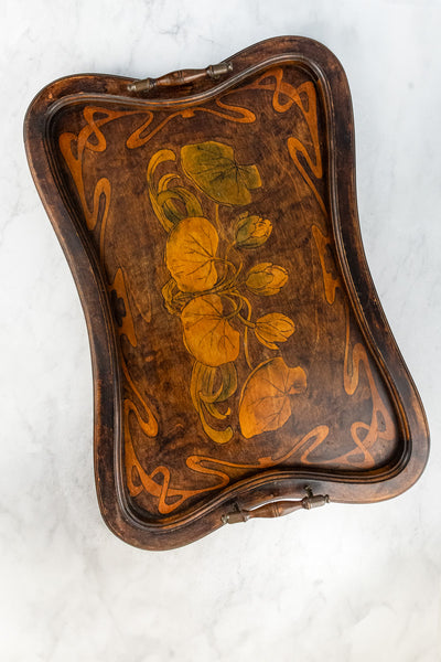 Antique Art Nouveau Wood Tray