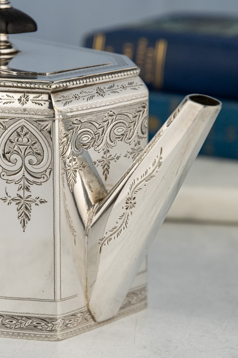 Antique Octagonal Silverplate Tea Service