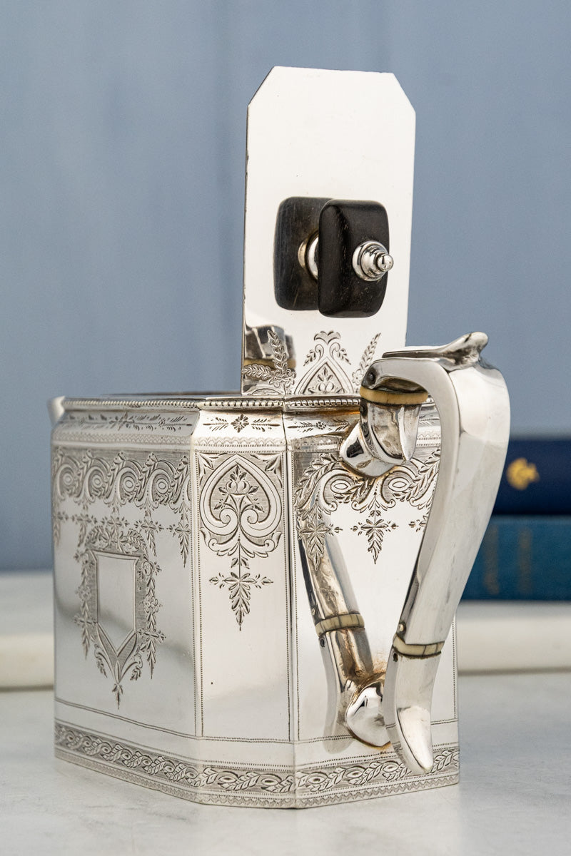 Antique Octagonal Silverplate Tea Service