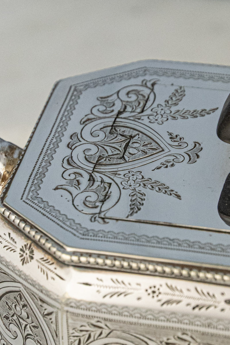 Antique Octagonal Silverplate Tea Service