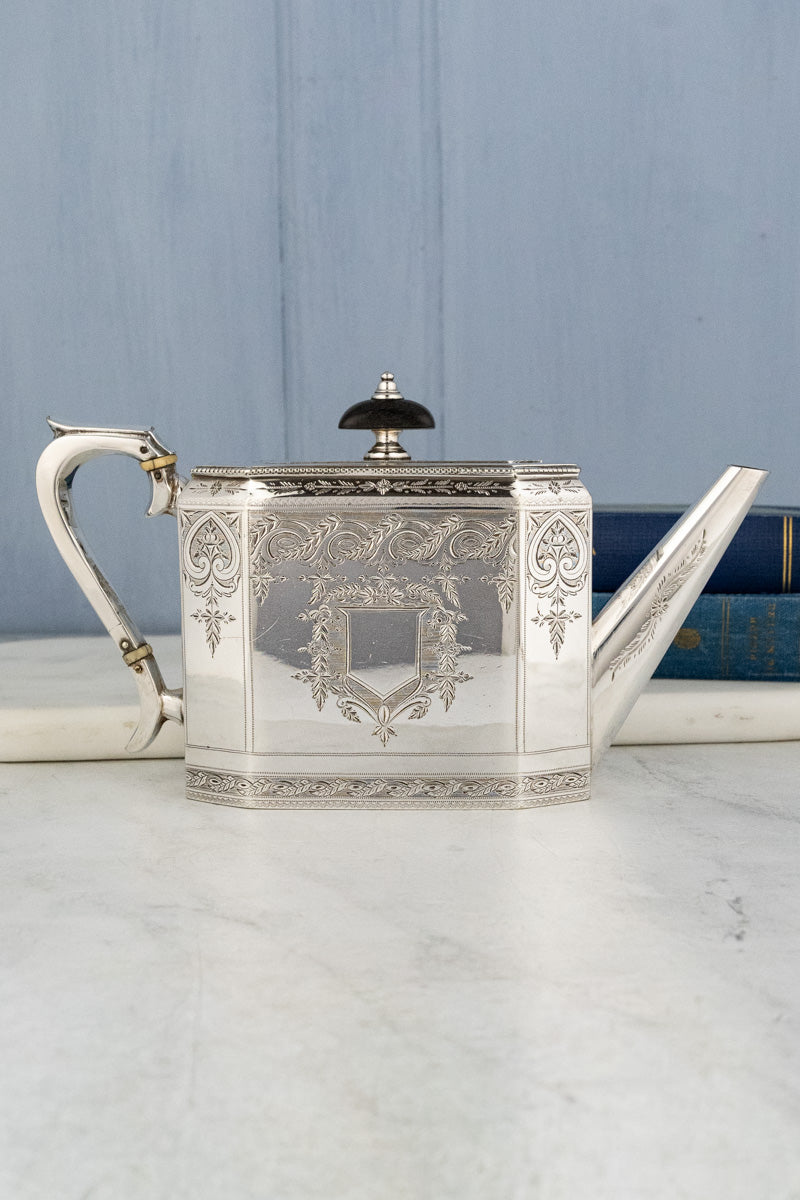 Antique Octagonal Silverplate Tea Service