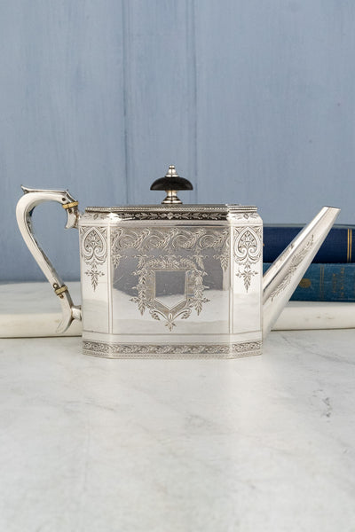 Antique Octagonal Silverplate Tea Service