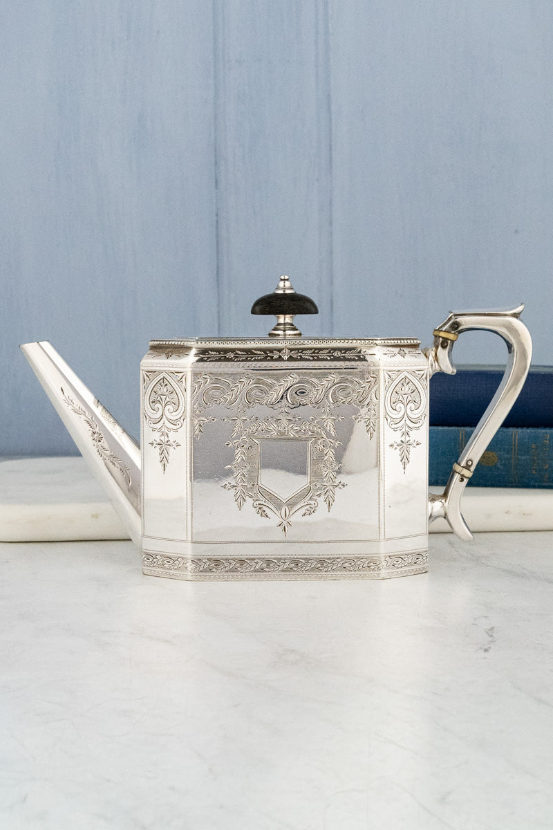 Antique Octagonal Silverplate Tea Service