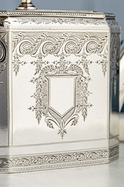 Antique Octagonal Silverplate Tea Service