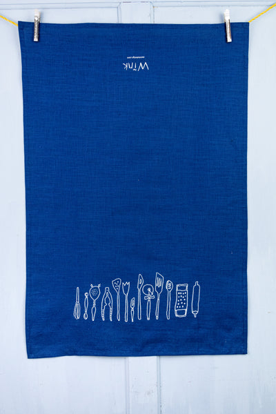 Vintage Kitchen Navy Tea Towel