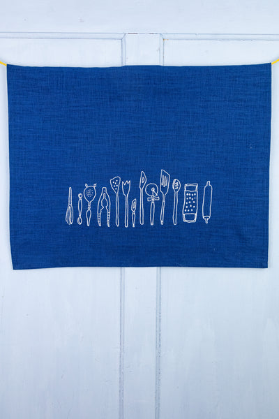 Vintage Kitchen Navy Tea Towel