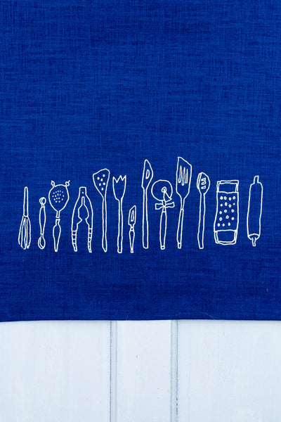 Vintage Kitchen Navy Tea Towel