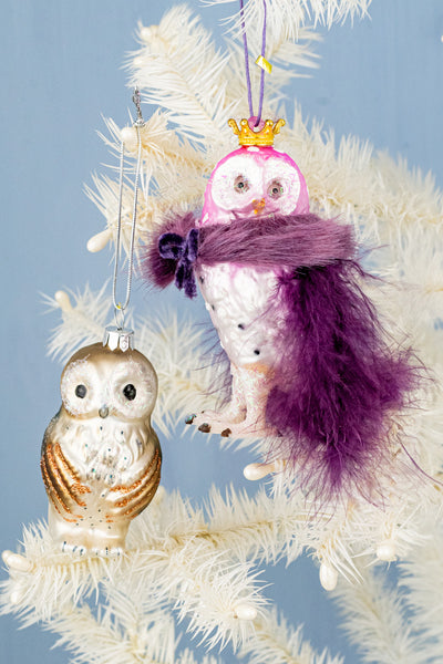 Bashful Owl & Crowned Owl Ornaments