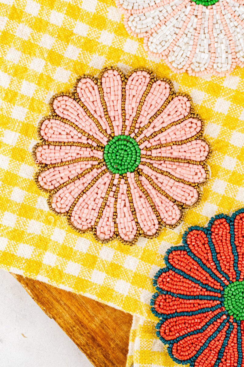 Beaded Flower Coasters - Set of 4