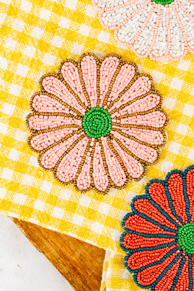 Beaded Flower Coasters - Set of 4
