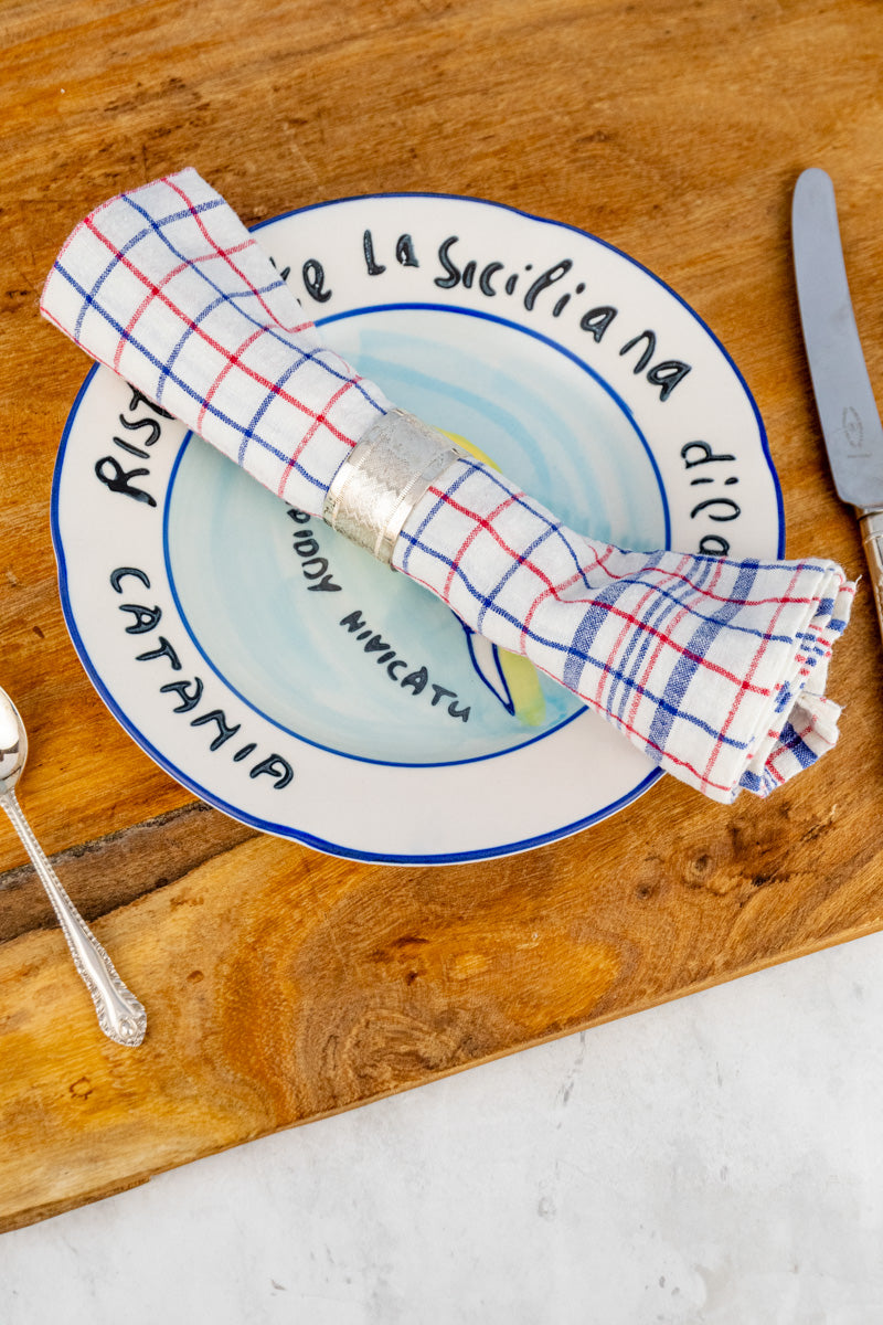 Bistro Check Linen Napkin Set of 2