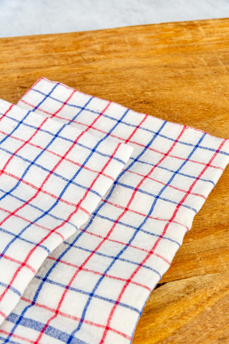 Bistro Check Linen Napkin Set of 2