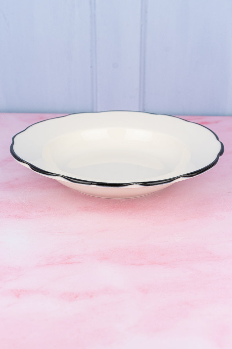 Black Band Scallop Edge Soup Bowl