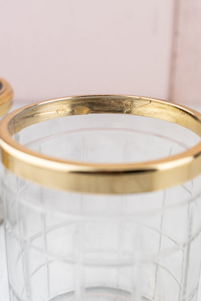 Brass & Enamel Glass Vanity Jar Trio