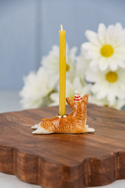 Hand-Painted Porcelain Corgi Cake Topper