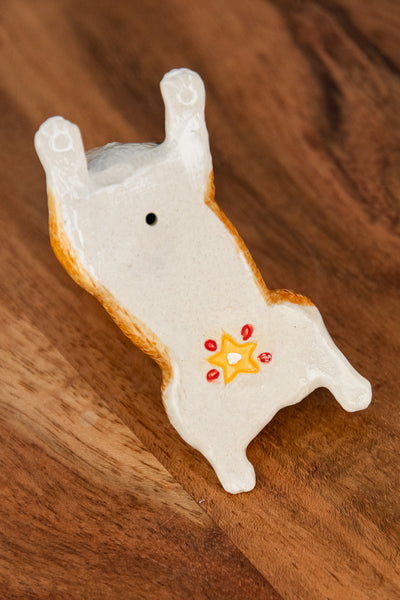 Hand-Painted Porcelain Corgi Cake Topper