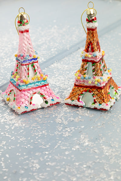 Candy Cane Lane Eiffel Tower Glass Ornament
