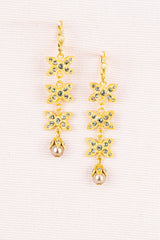 Cascading Crystal and Pearl Floral Earrings