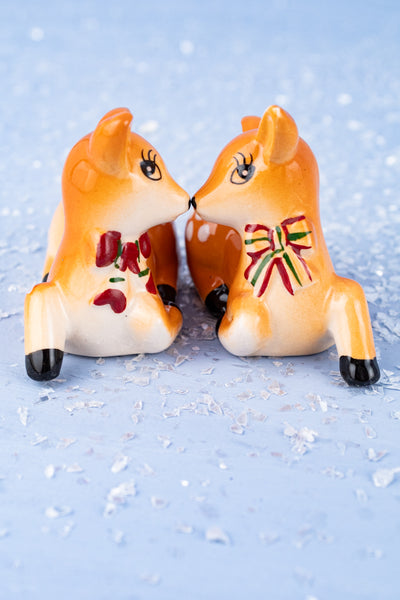 Ceramic Holiday Deer Salt & Pepper Set